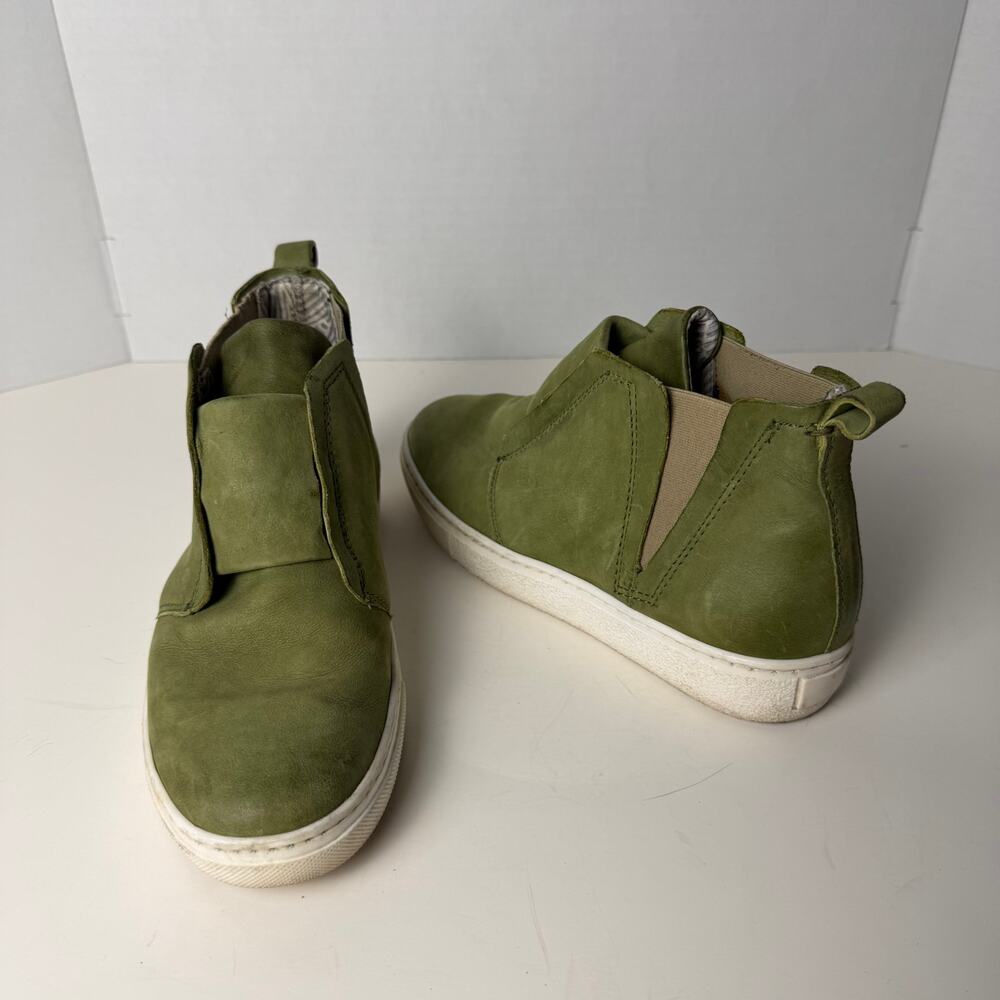 Miz Mooz Olive Leather‎ Slip On Ankle Sneaker Boots Womens 37 Comfort Casual